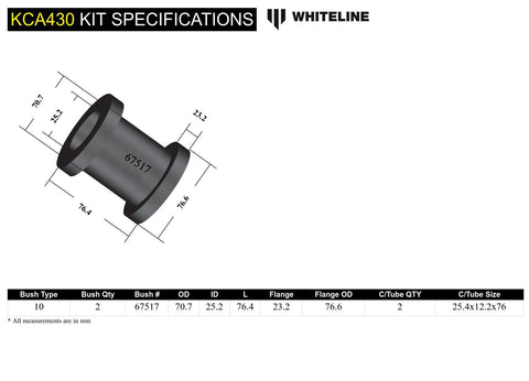 Front Lower Control Arm - Caster Bush Kit