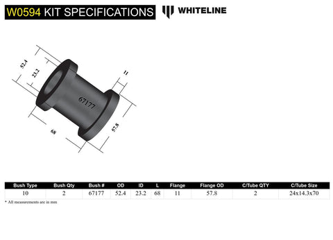 Rear Trailing Arm - Front Bush Kit