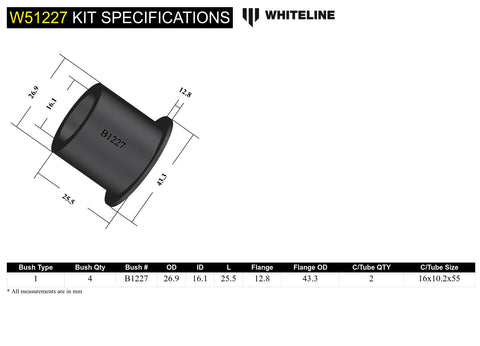 Front Lower Control Arm Bush Kit (Inner) 27mm