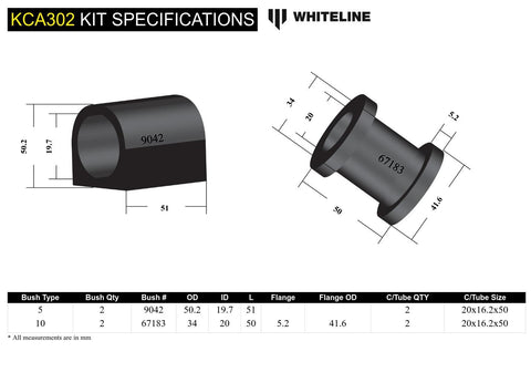 Front Lower Control Arm - Offset Bush Kit