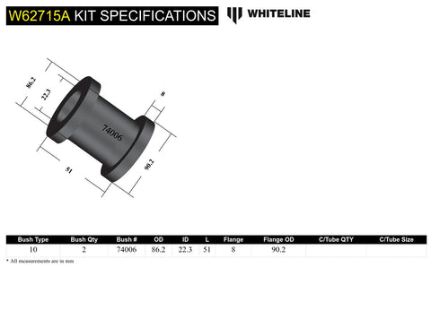 Rear Blade Arm Bush Kit