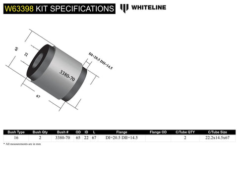 Rear Lower Trailing Arm - Front Bush Kit