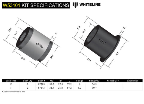Front Lower Control Arm Offset Bush Kit (Rear)