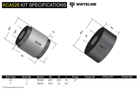 Front Lower Control Arm - Offset Bush Kit