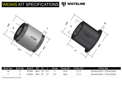 Rear Lower Control Arm Bush Kit