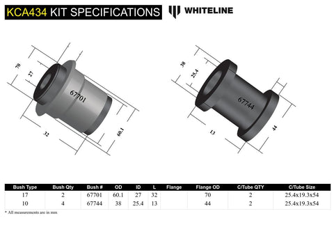 Front Lower Control Arm Bush Kit - Offset