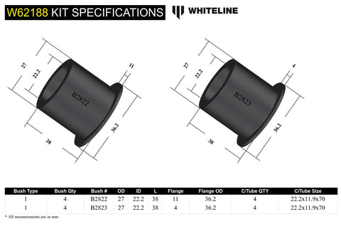 Rear Lower Control Arm Bush Kit (Adjustable)