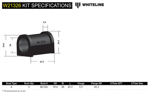 Front Swaybar D Bush 20mm