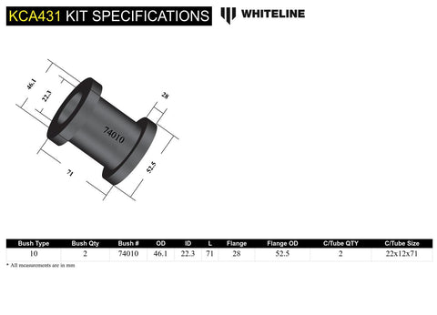 Front Lower Control Arm - Camber Bush Kit