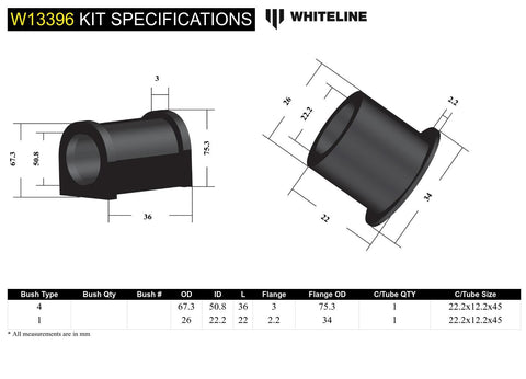 Front Steering Rack Bush Kit
