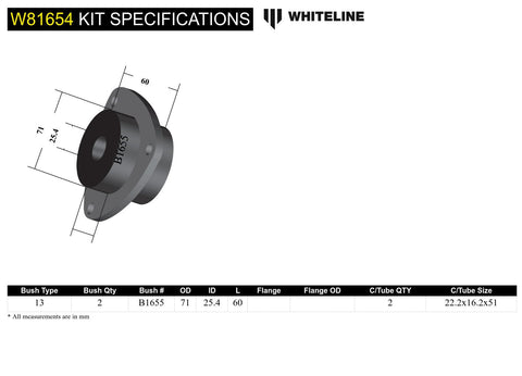 Rear Lower Trailing Arm Front Bush Kit (16mm)