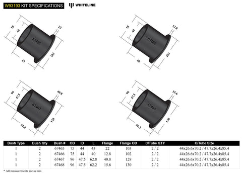 Rear Subframe Mount Bush Kit