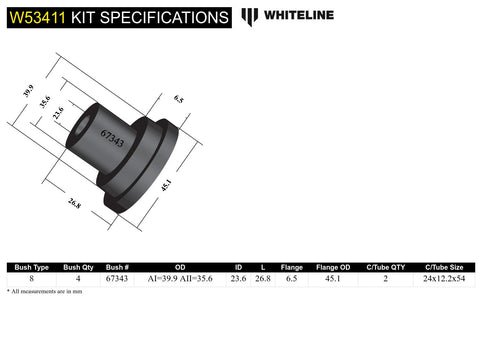 Front Lower Control Arm - Rear Bush Kit