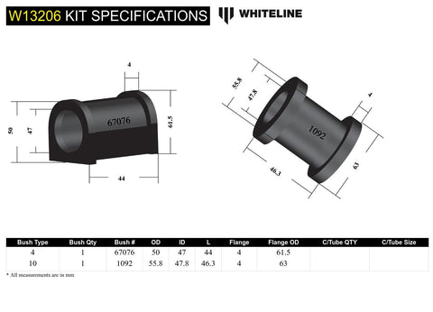 Front Steering Rack Bush Kit