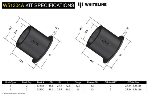 Front Lower Control Arm - Inner Bush Kit