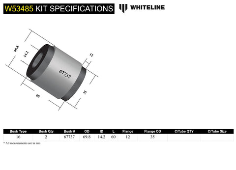 Front Lower Control Arm Bush Kit (Rear)