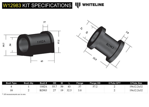 Front Steering Rack Bush Kit