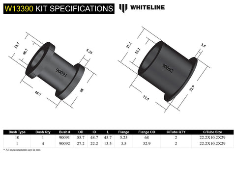 Front Steering Rack Bush Kit